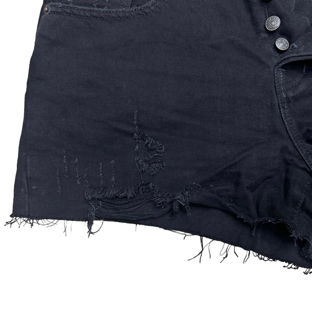 We The Free Sofia Black Distressed Denim Jean Shorts Mid Rise Frayed Hems Sz 29 - Picture 9 of 14